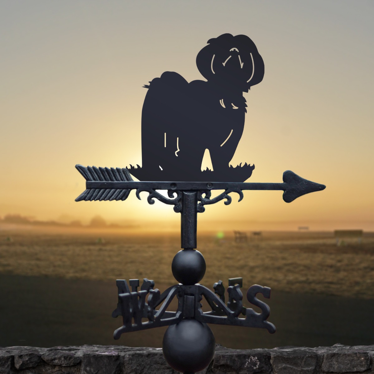 Cast Iron & Steel Lhasa Apso Dog Weathervane