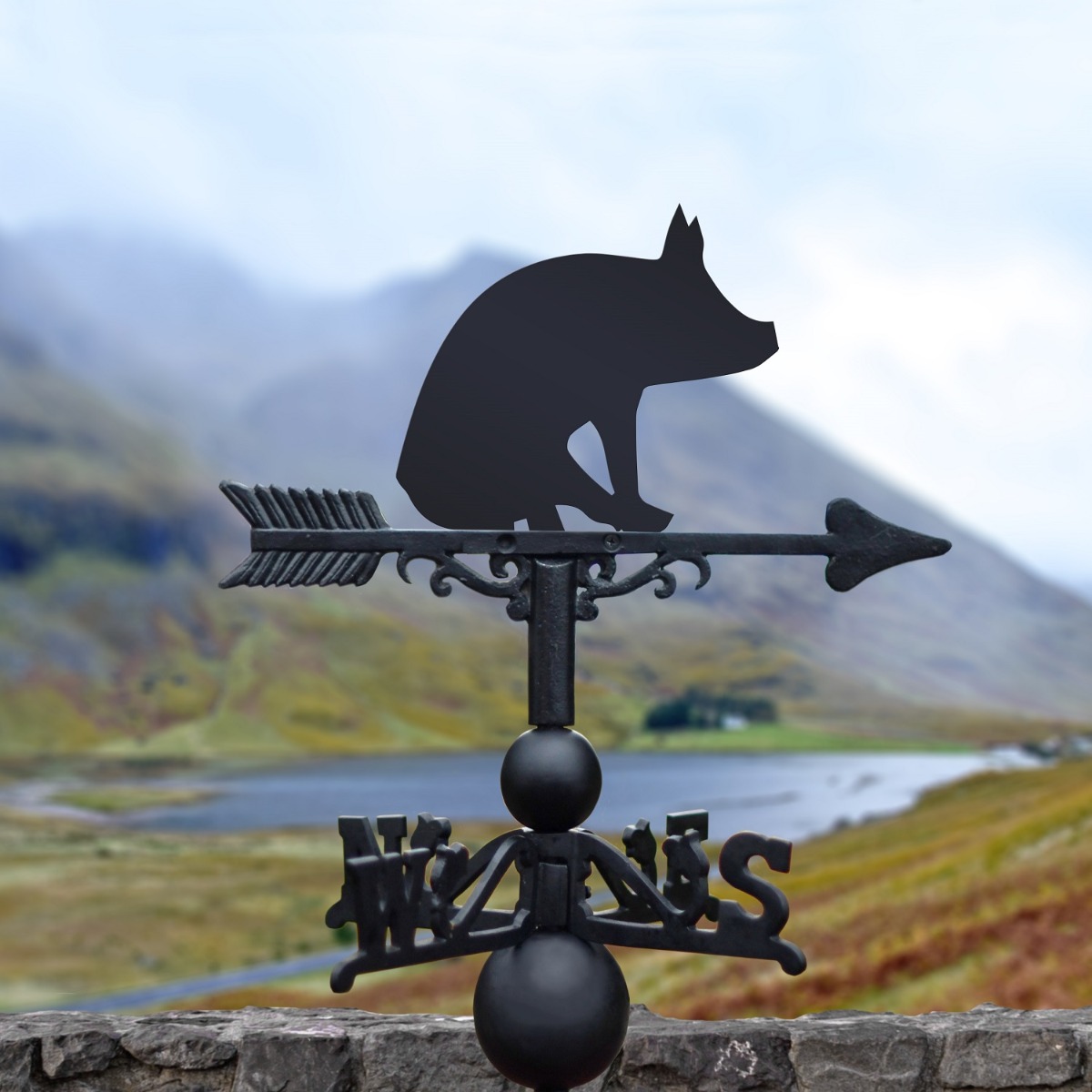 Cast Iron & Steel Miniature Pig Weathervane