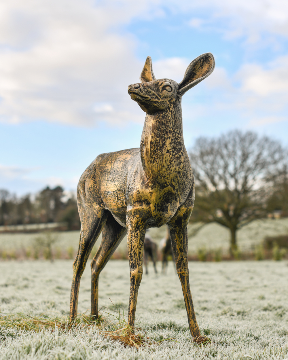 "Edda" Gold Standing Doe Sculpture