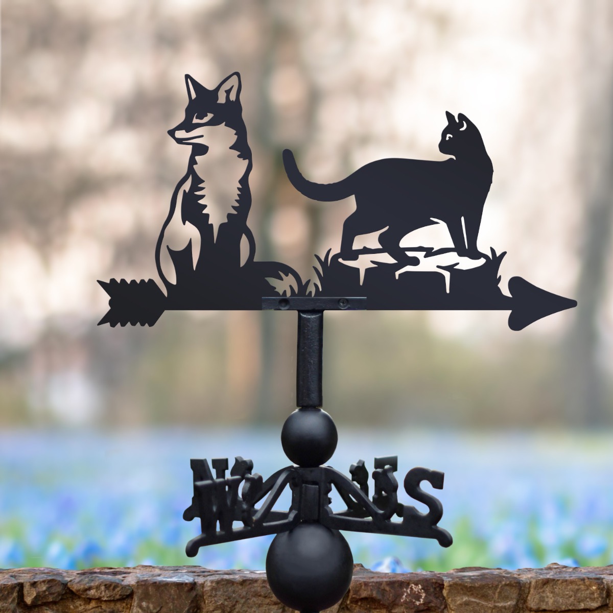 Cast Iron & Steel Fox & Cat Weathervane