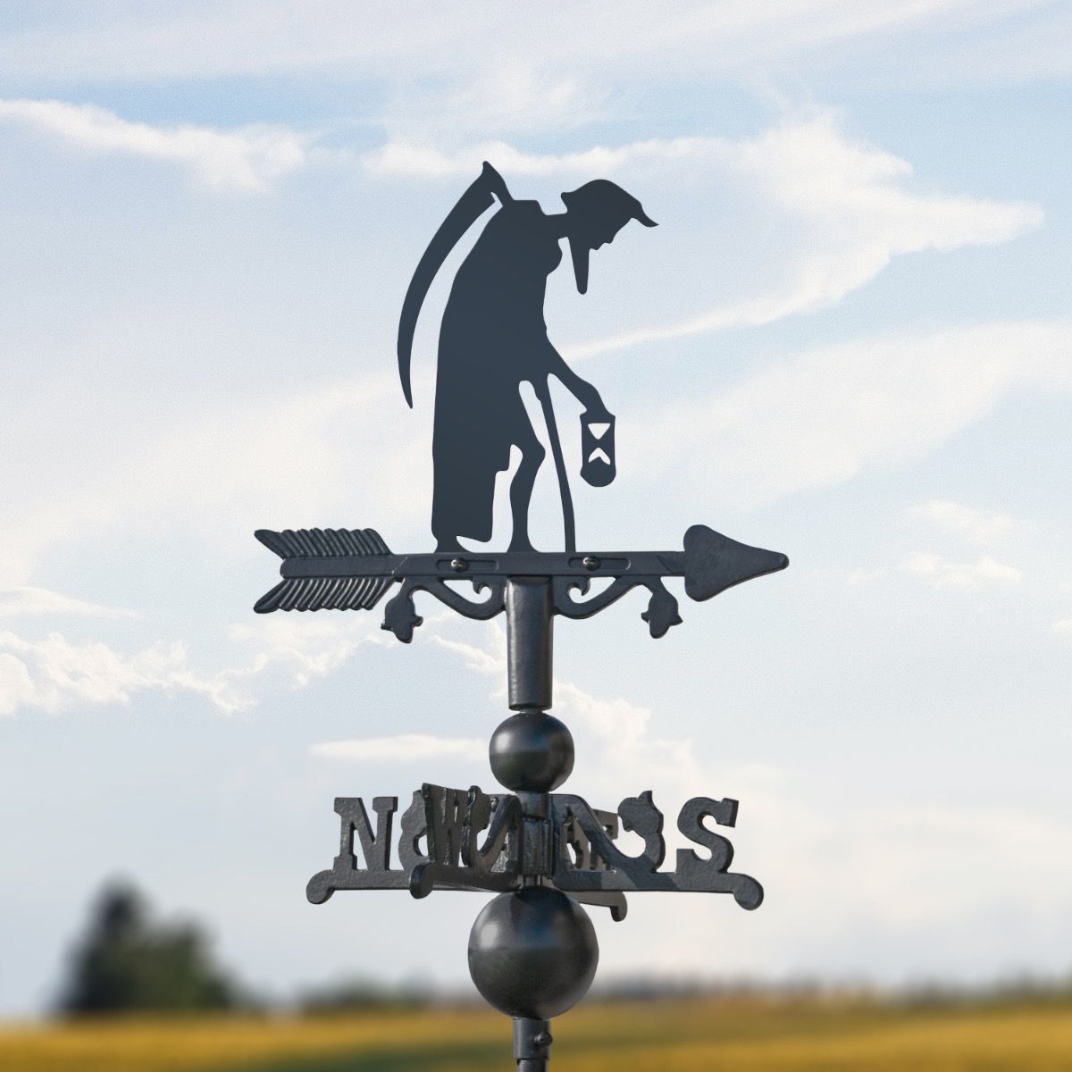 Cast Iron & Steel Old Father Time Miniature Weathervane