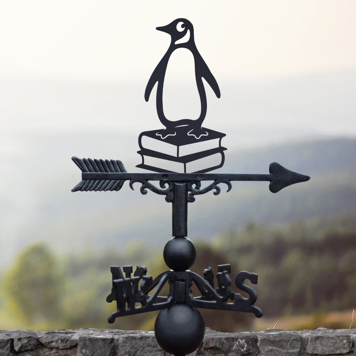 Cast Iron & Steel Penguin & Books Weathervane