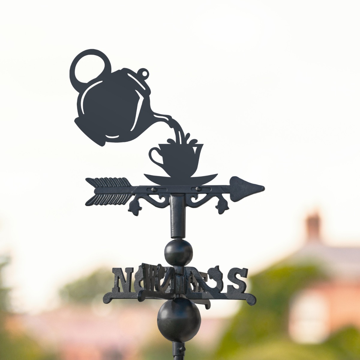 Cast Iron & Steel Teapot & Cup Weathervane