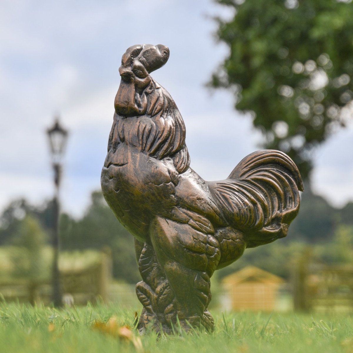 'Charlie' Bronze Clucking Rooster Sculpture