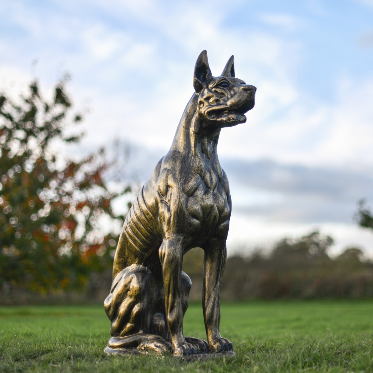 'Duke' Great Dane Brushed Gold Cast Aluminium Sculpture