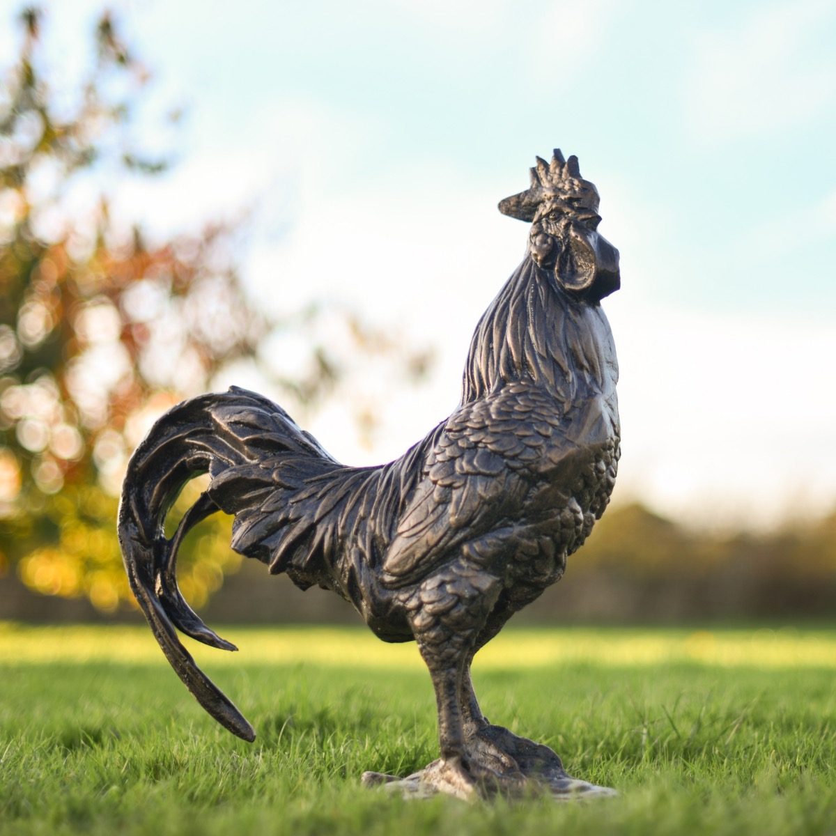 Cast Aluminium "Rookie" Bronze Fighting Rooster Sculpture