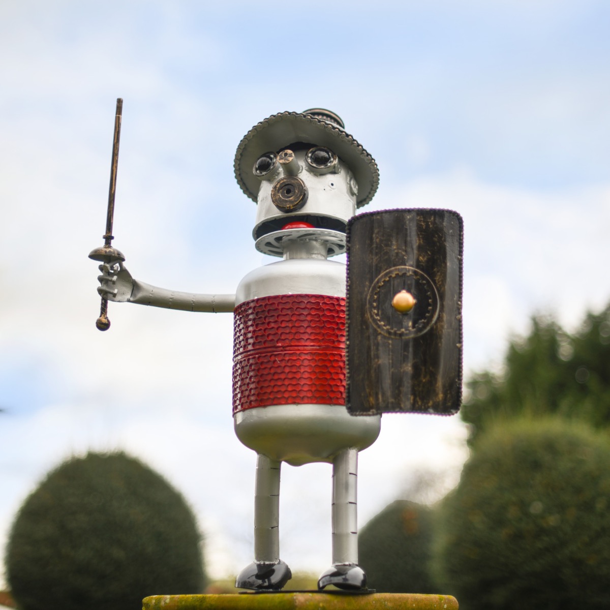 Scrap Metal Tin Man Soldier Robot Sculpture