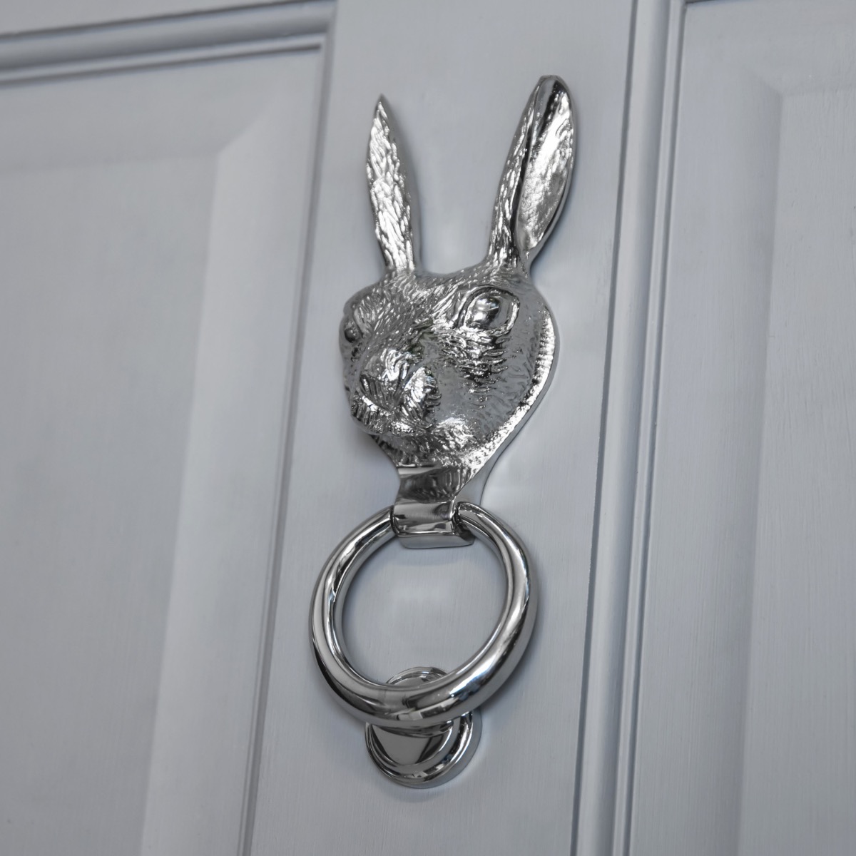 Rabbit Door Knocker In Bright Chrome