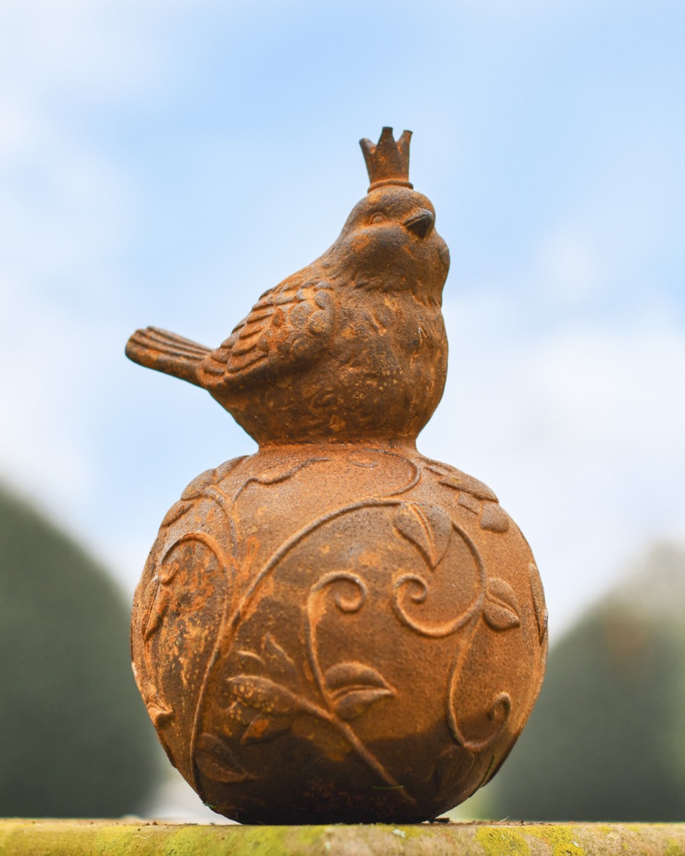 Rustic Cast Iron Royal Bird Sculpture