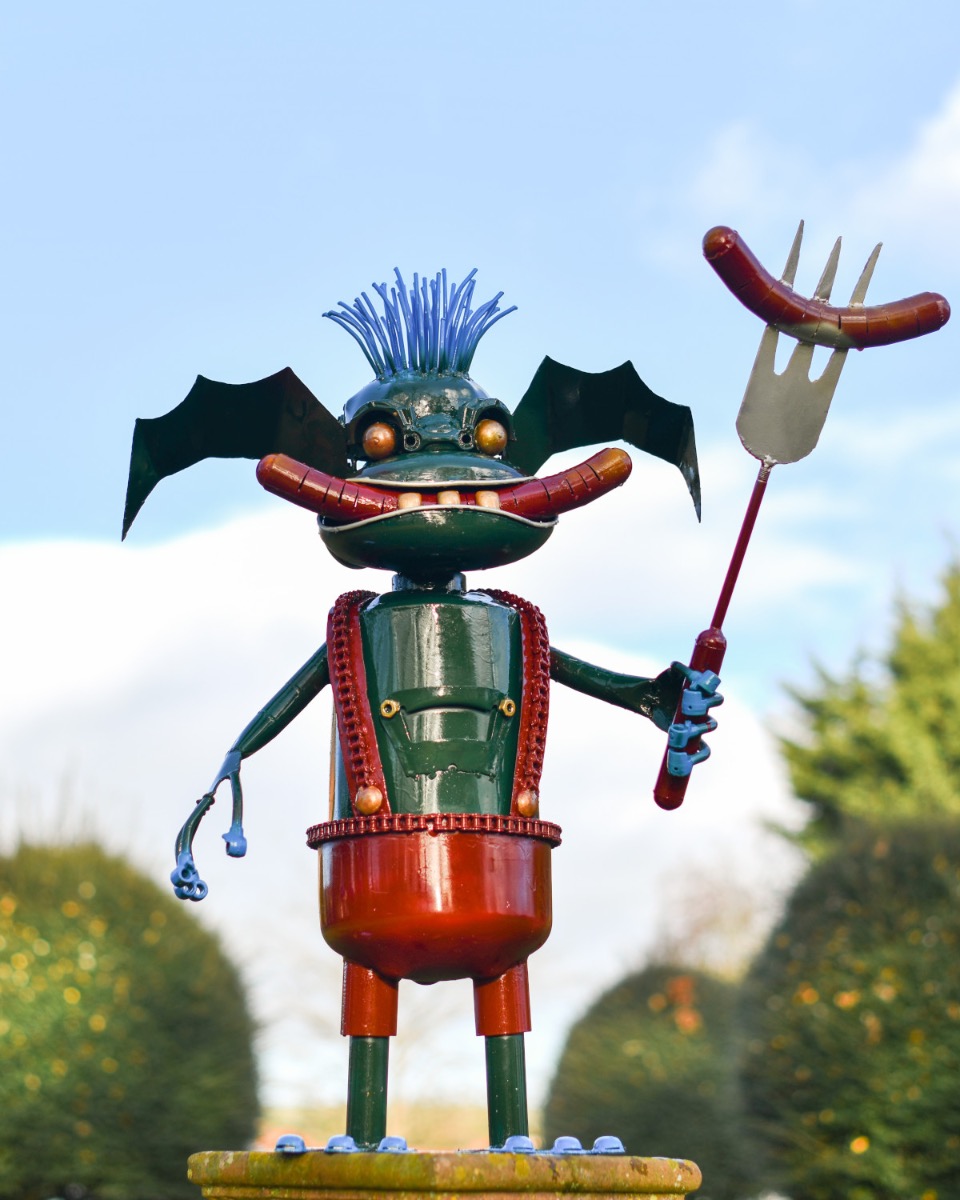 Scrap Metal Hungry Gremlin Monster Sculpture