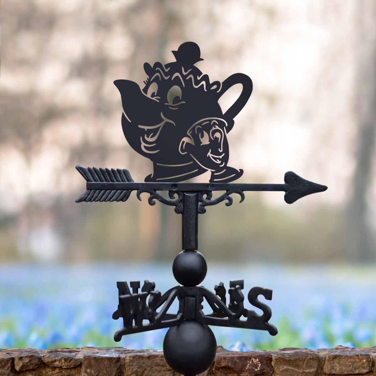 Cast Iron & Steel Teapot & Cup Characters Weathervane