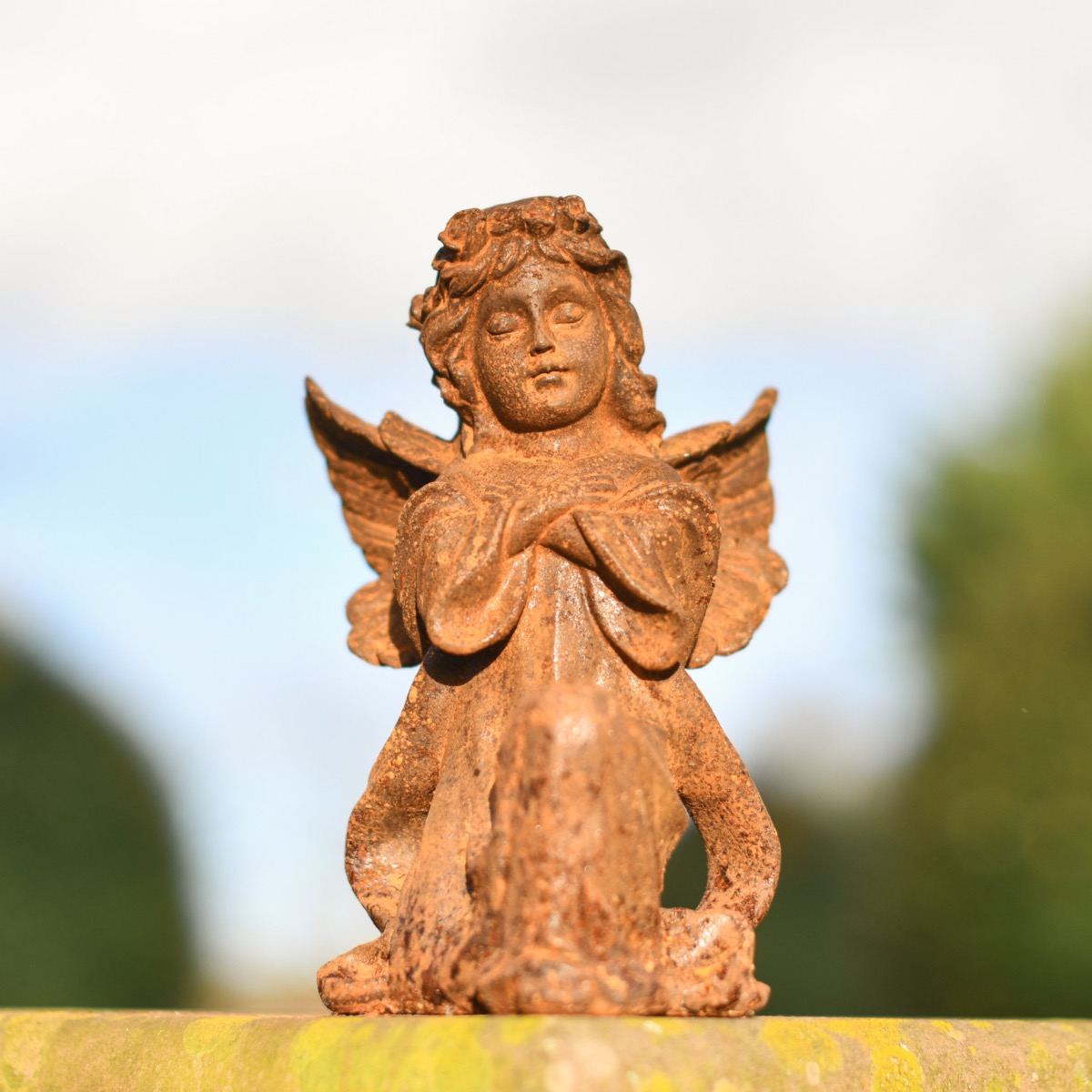 Rustic Cast Iron "Harmonious Angel" Sculpture