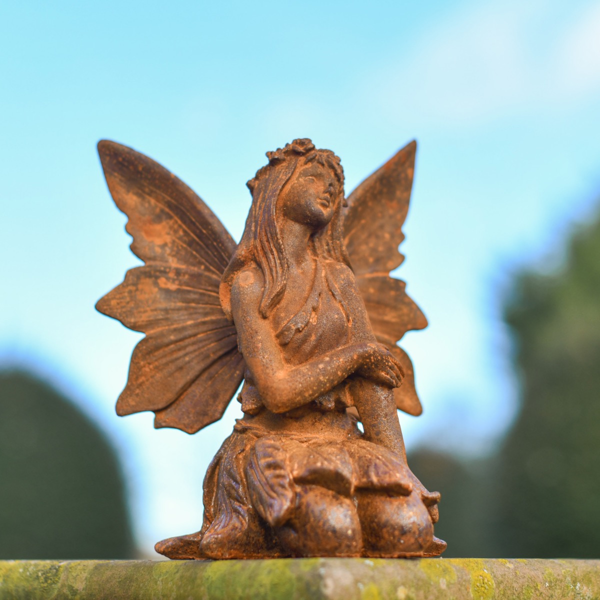 Rustic Cast Iron "Love Struck Fairy" Sculpture