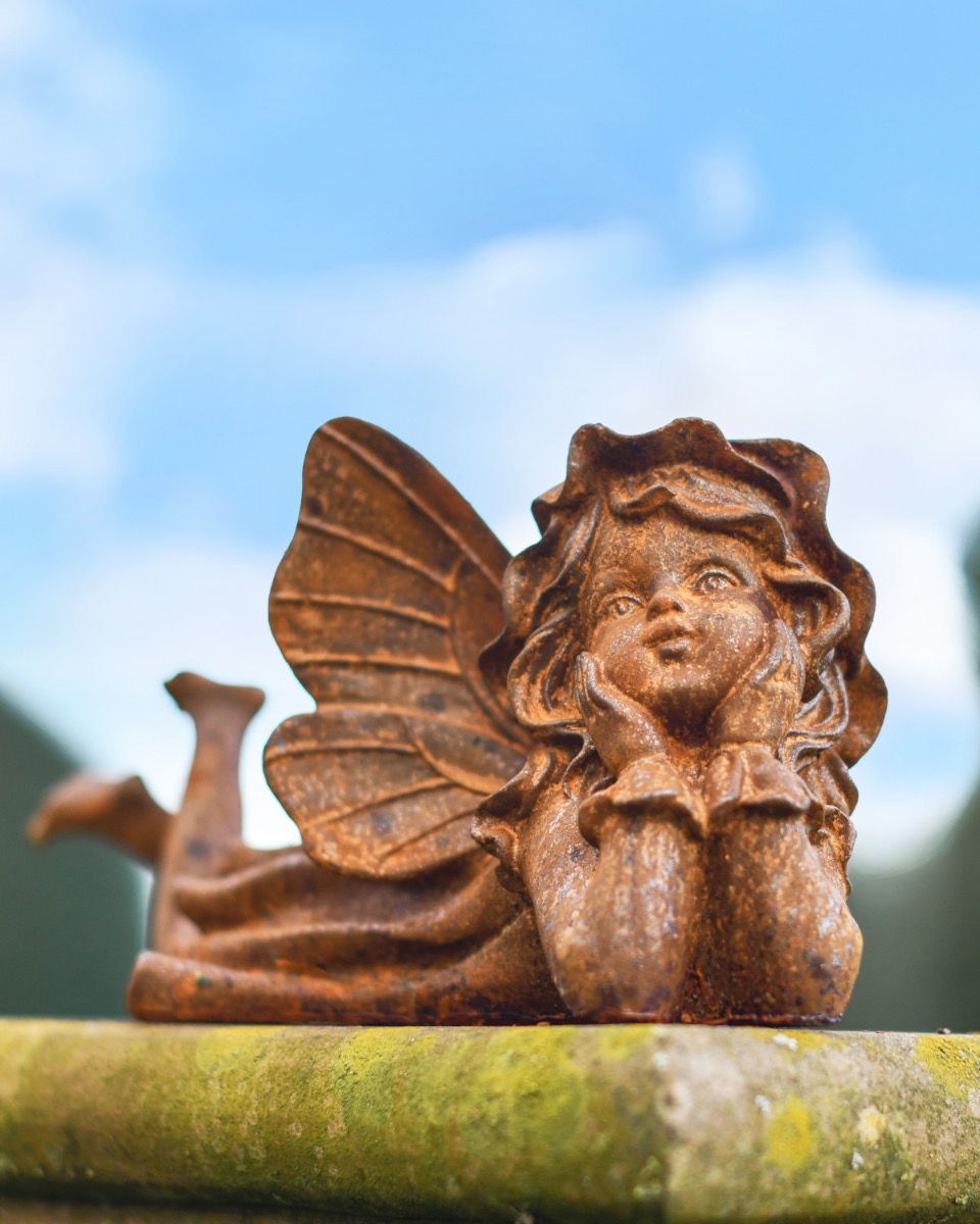 Rustic Cast Iron "Pipe Dream Fairy" Sculpture