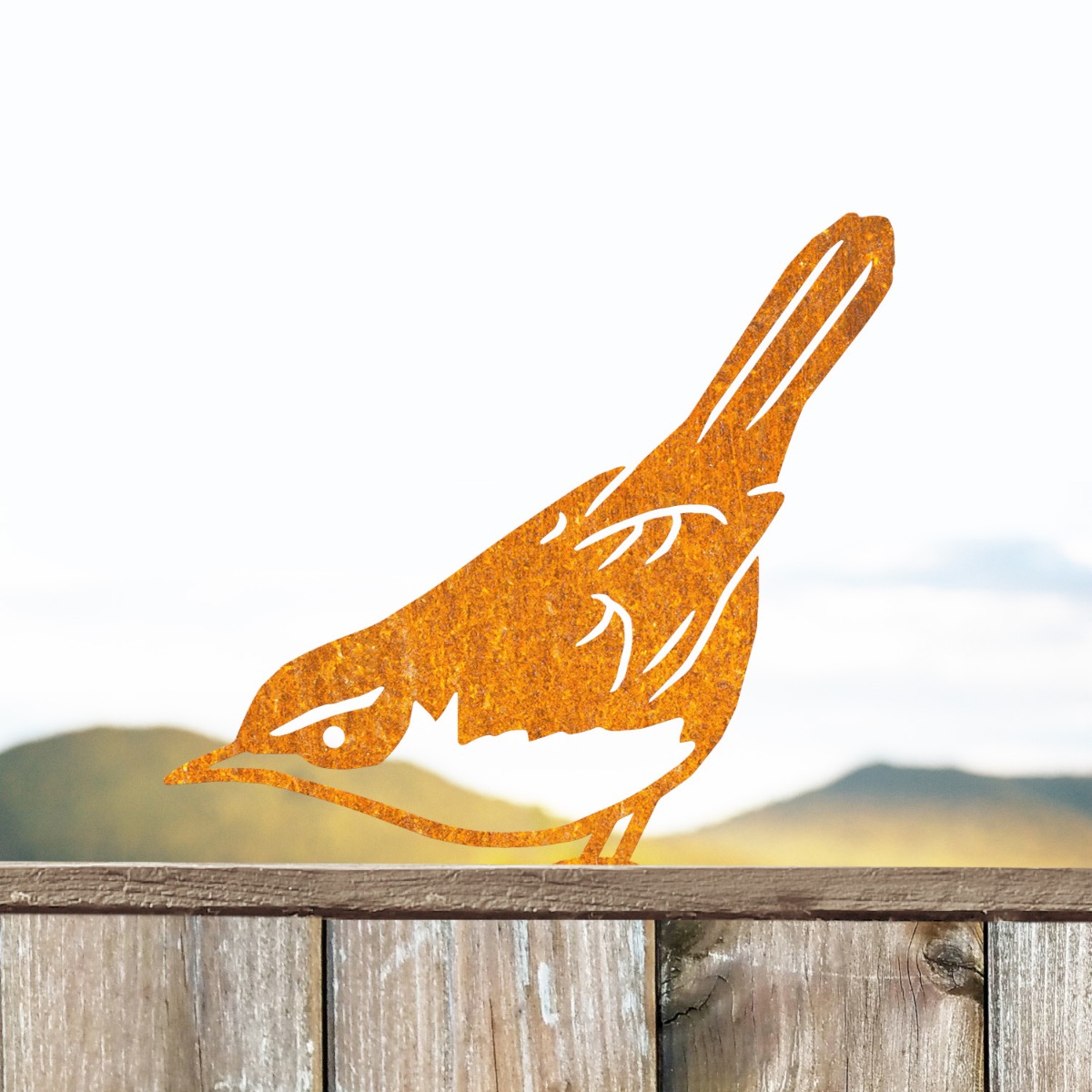Steel Cetti's Warbler Fence Topper In Rustic