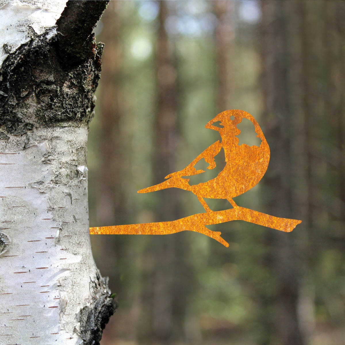 Steel Greenfinch Tree Spike In Rustic
