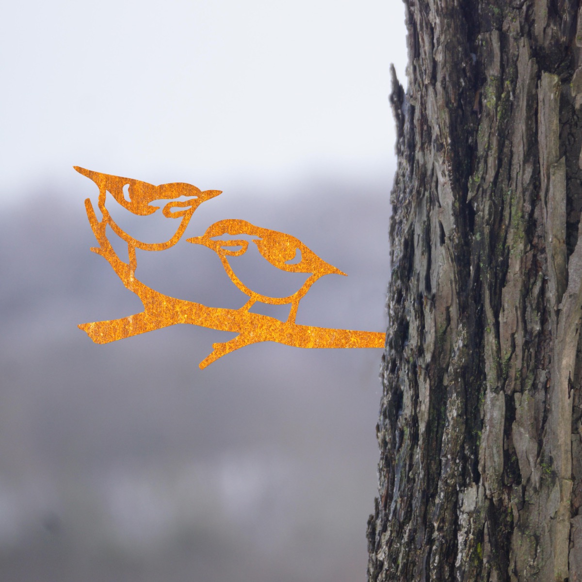 Steel Nuthatch Tree Spike In Rustic