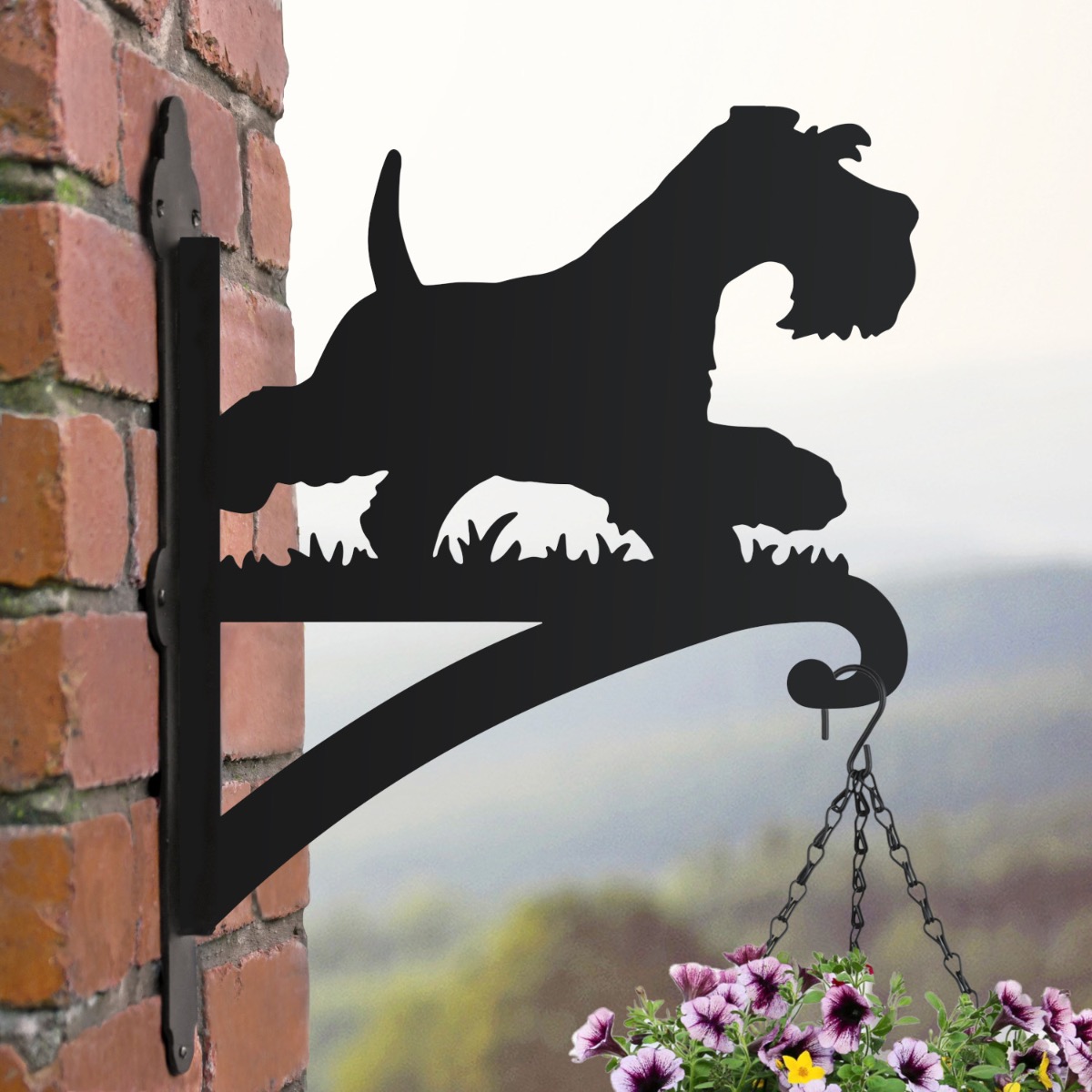 Miniature Schnauzer Running Hanging Basket Bracket