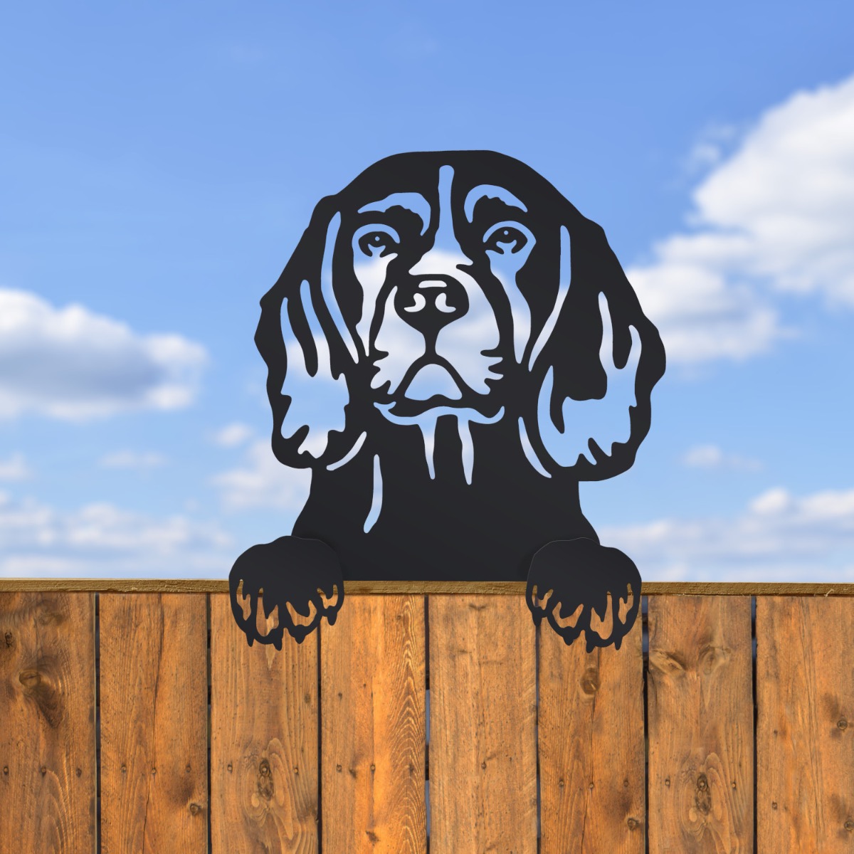 Steel Beagle Fence Topper In Black