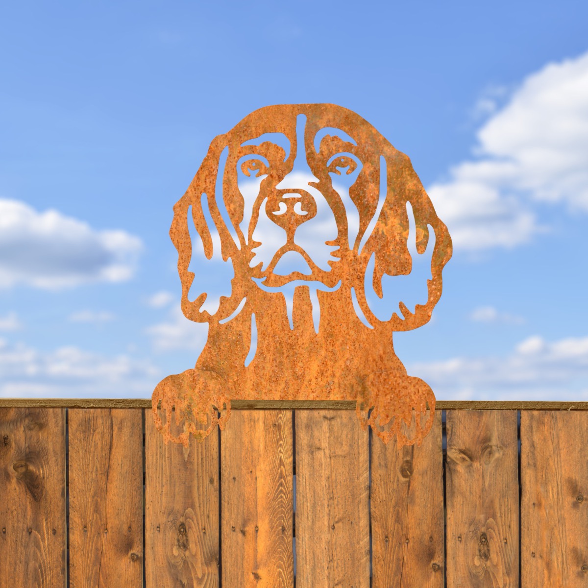 Steel Beagle Fence Topper In Rustic