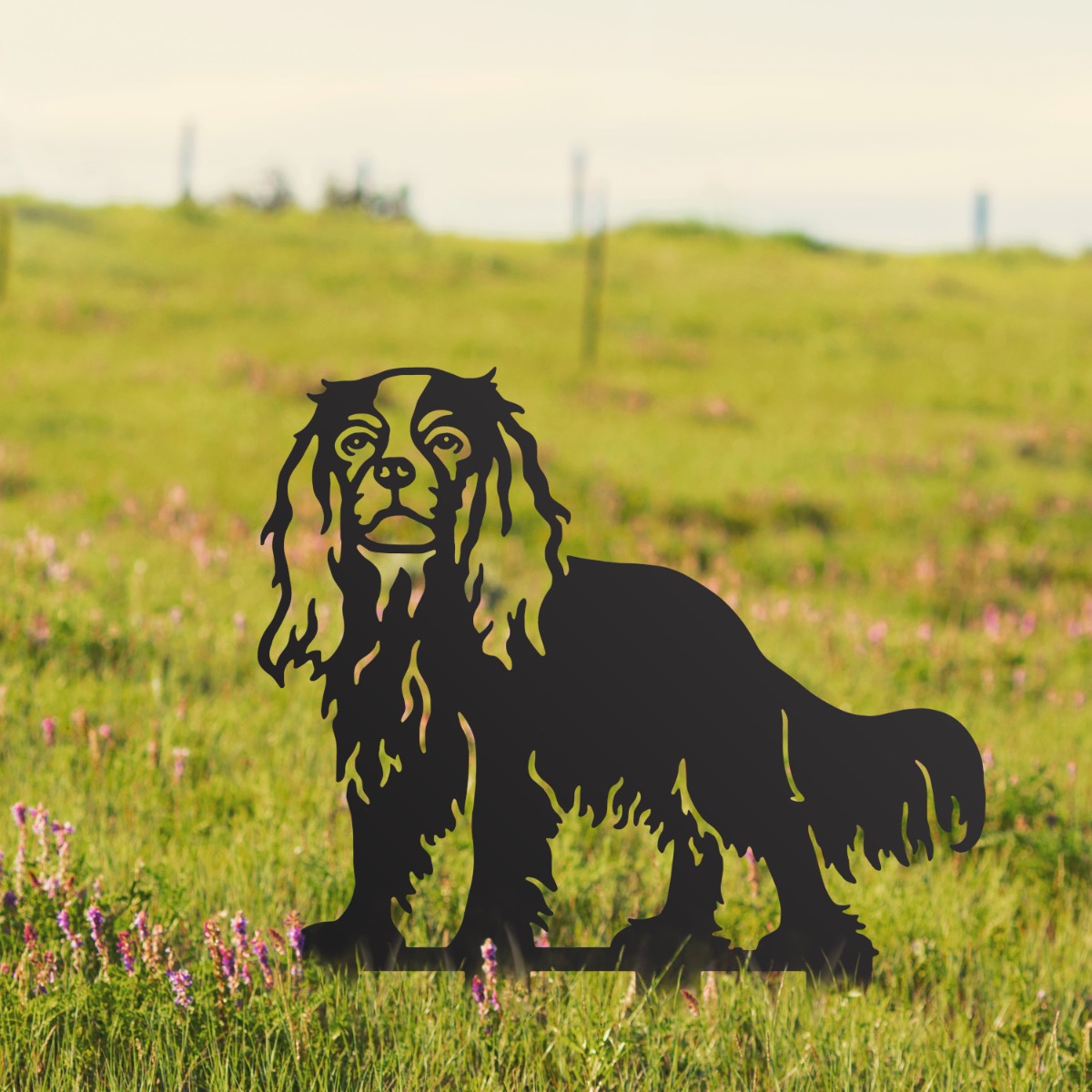 Steel Black Cavalier King Charles Spaniel Silhouette