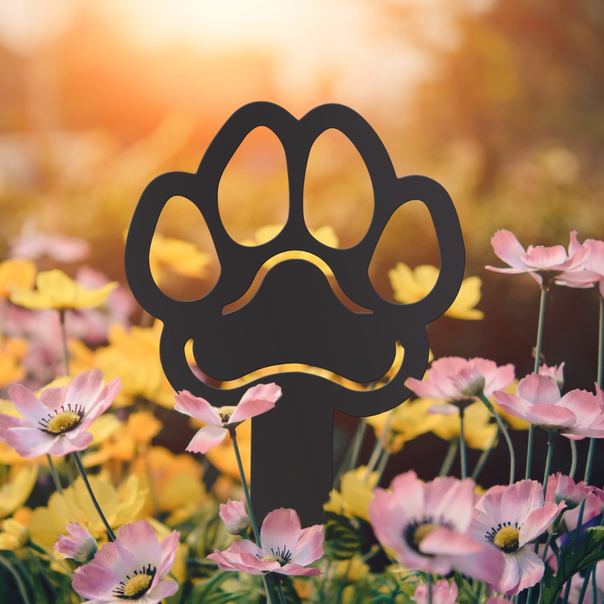 Steel Black Paw Print Grave Marker