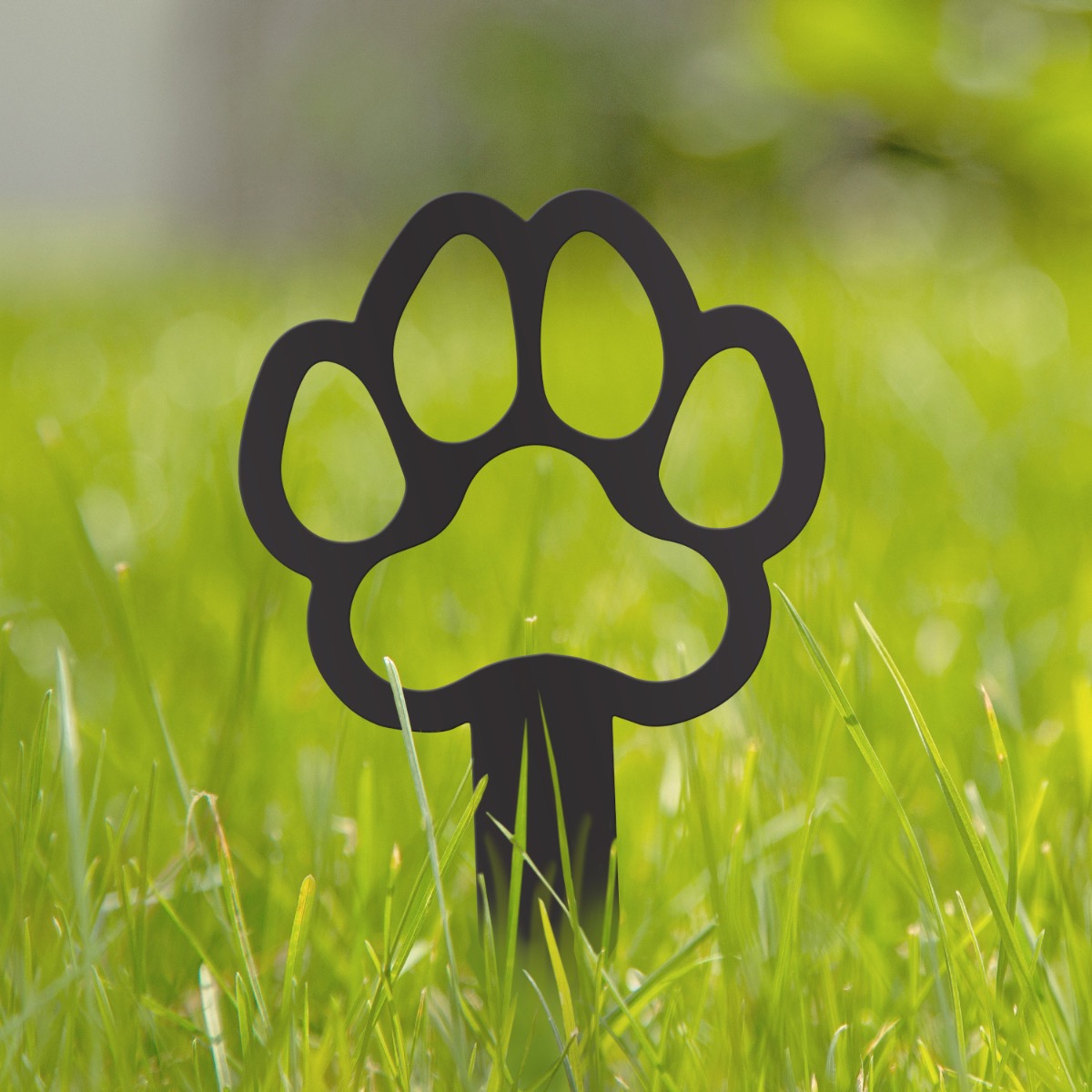 Steel Black Paw Print Outline Grave Marker