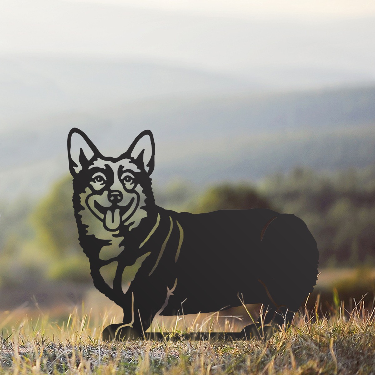 Steel Black Pembroke Welsh Corgi Silhouette