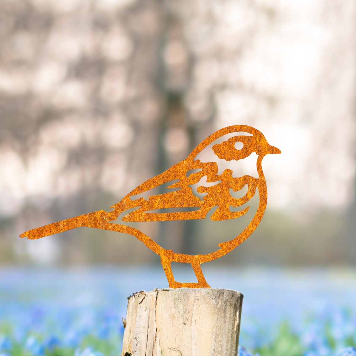 Steel Dunnock Fence Topper In Rustic