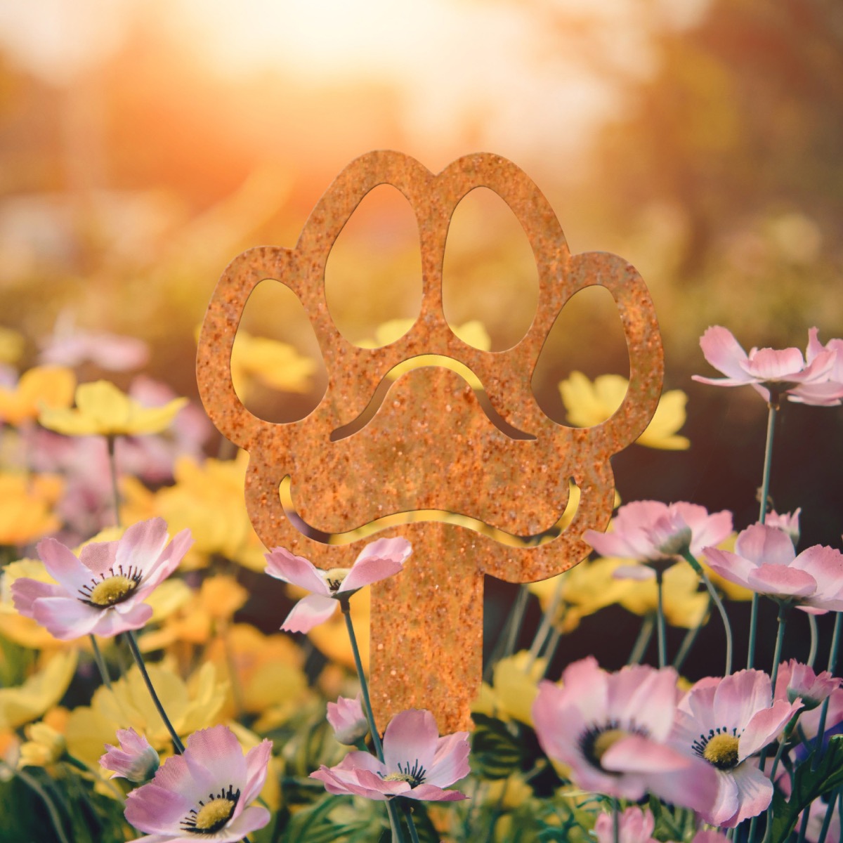 Steel Rustic Paw Print Grave Marker