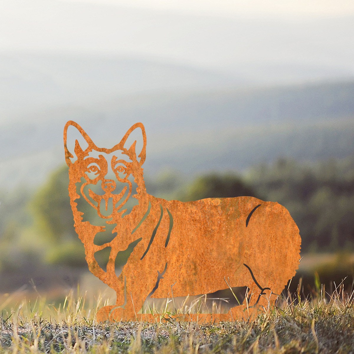 Steel Rustic Pembroke Welsh Corgi Silhouette