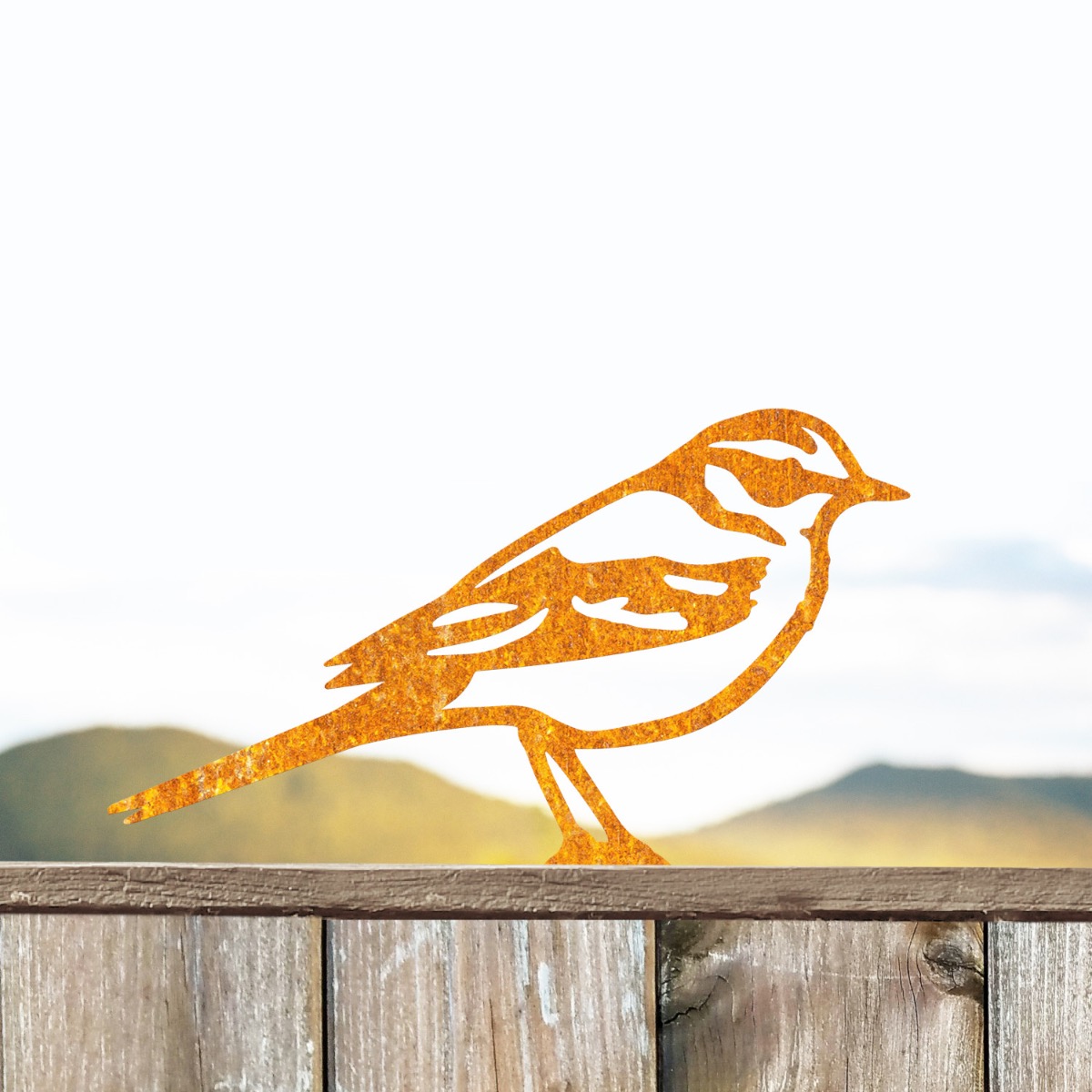 Steel Yellow Wagtail Fence Topper In Rustic