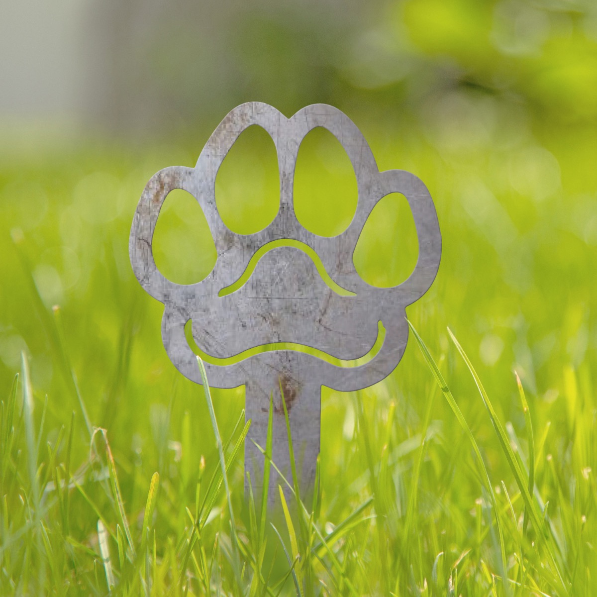Unfinished Steel Paw Print Grave Marker