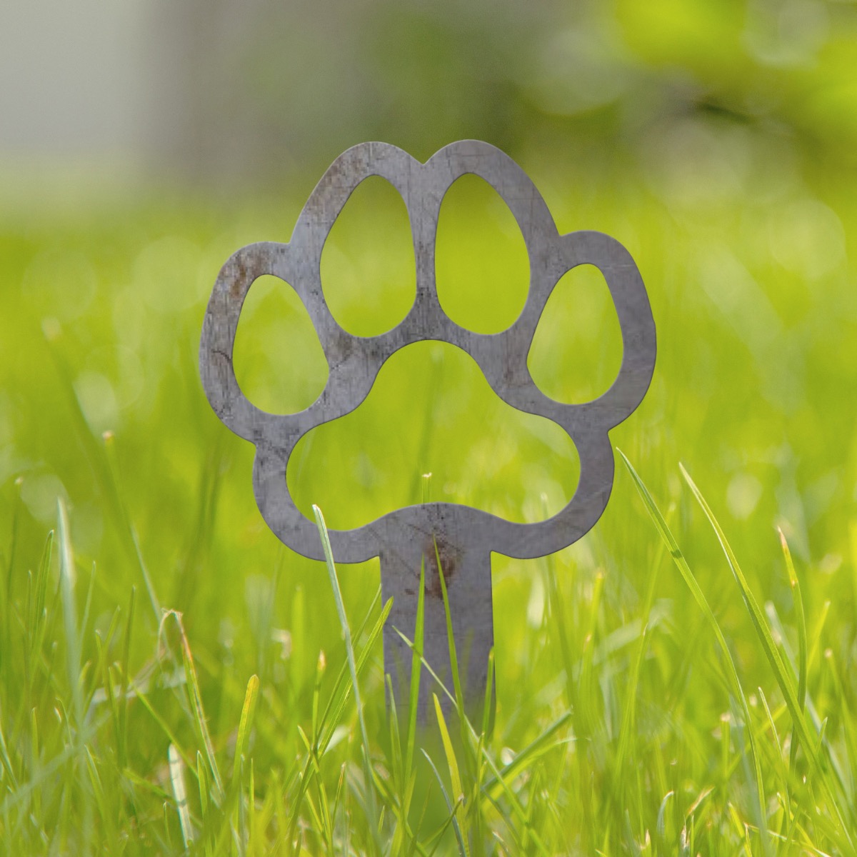 Unfinished Steel Paw Print Outline Grave Marker