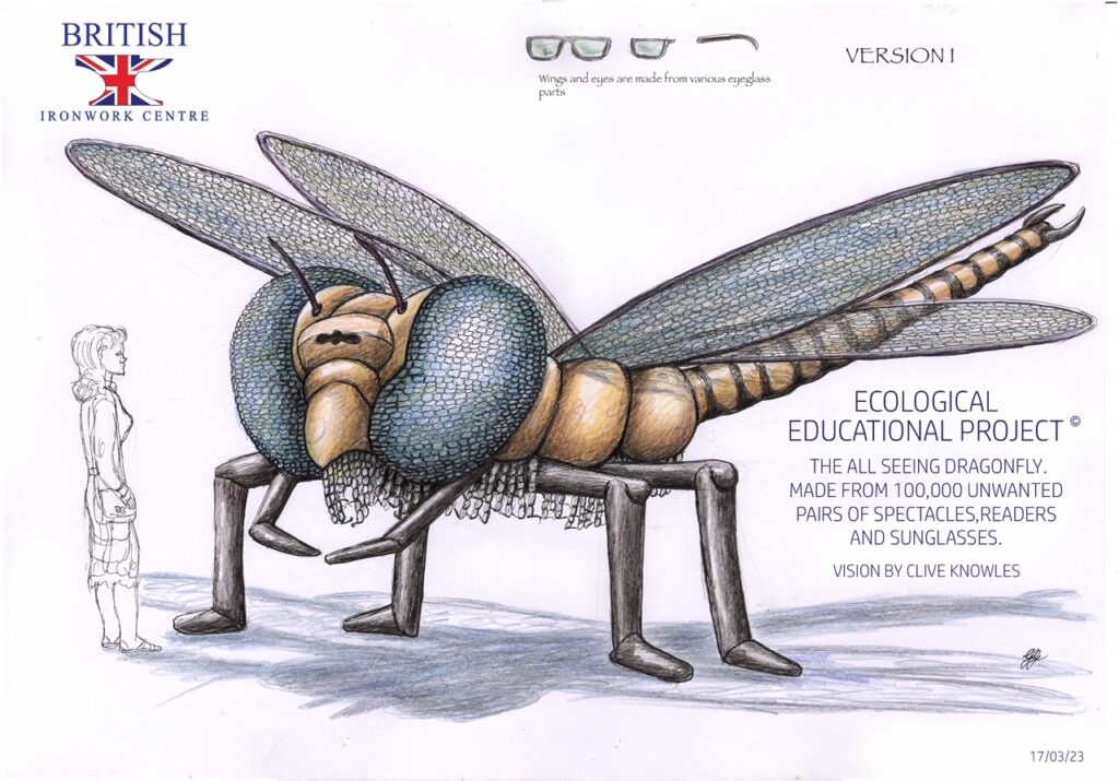 Dragonfly Statue Conceptual Drawing