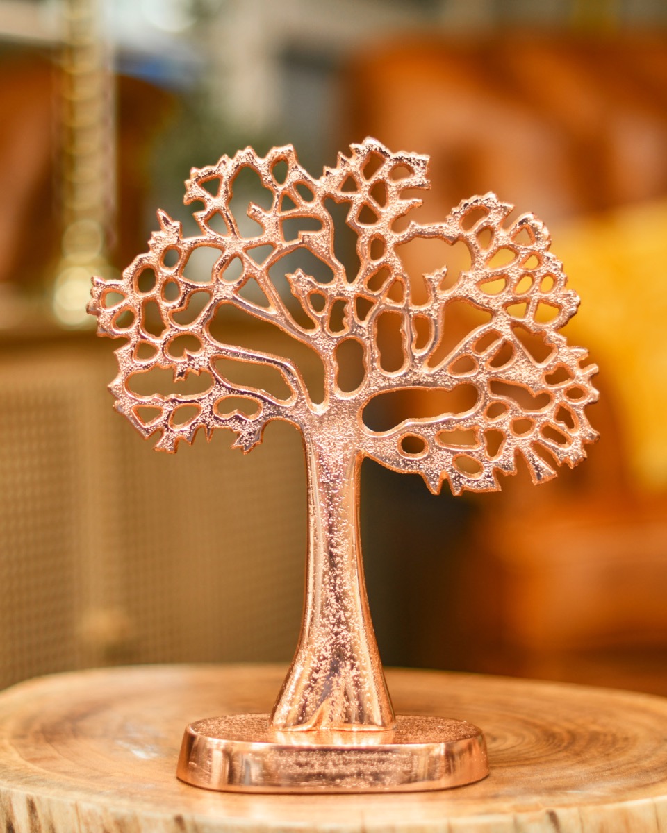 Antique Copper Tree Of Life "Stemma" Sculpture - 28cm