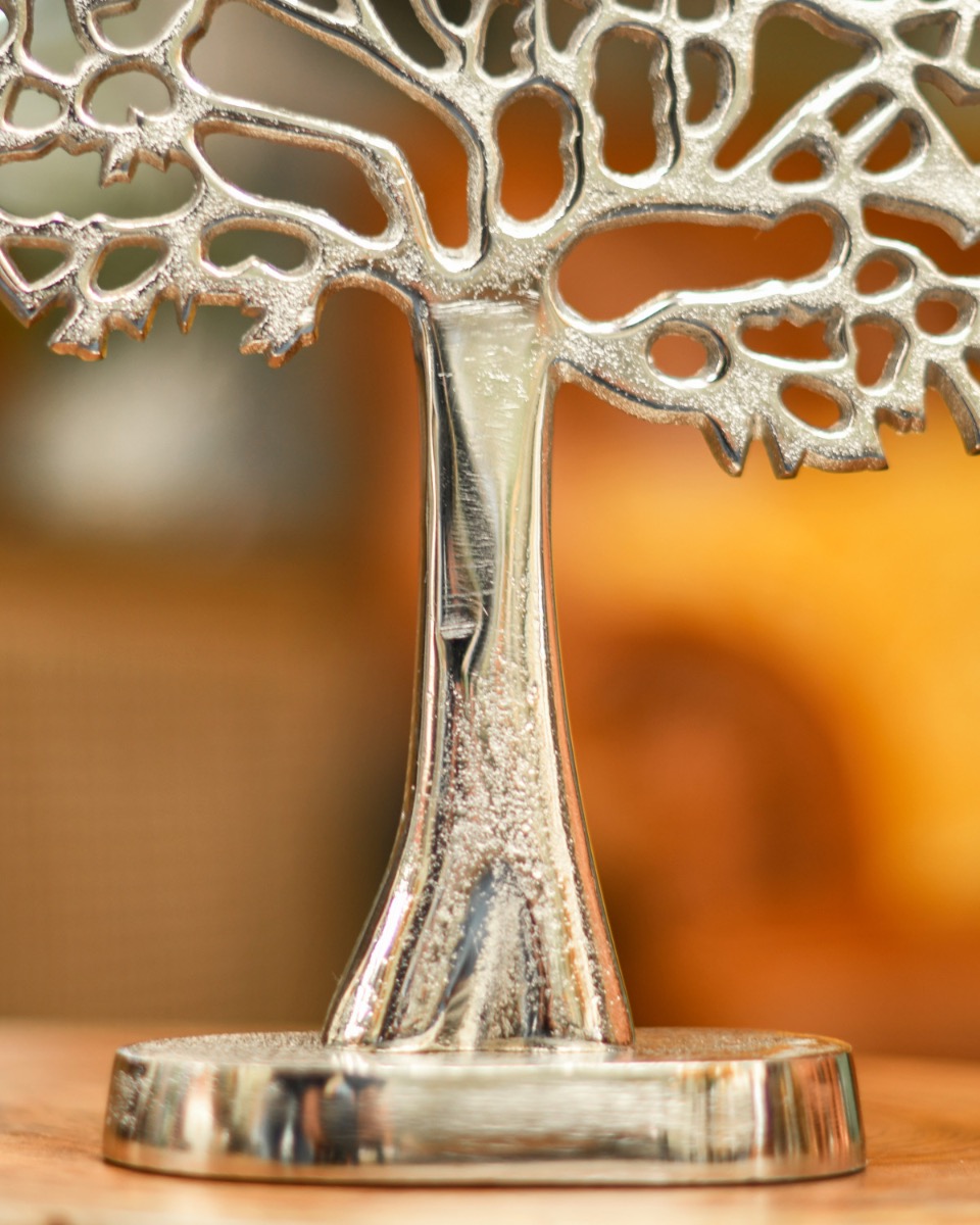 Antique Silver Tree Of Life Alder Sculpture - 37cm Base