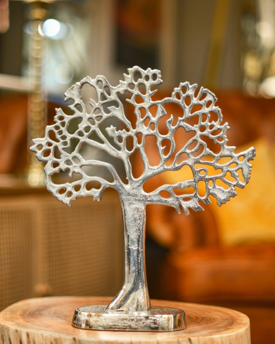Antique Silver Tree Of Life "Haoma" Sculpture - 36cm