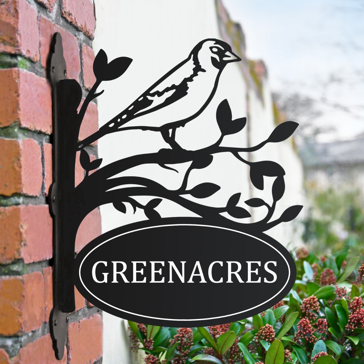 Goldfinch Iron Bracket House Name Sign
