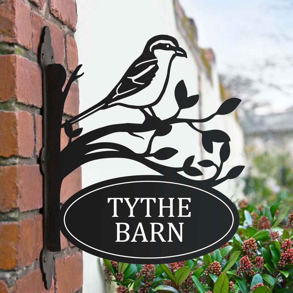 Great Grey Shrike Iron Bracket House Name Sign