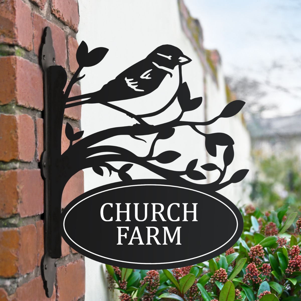 House Sparrow Iron Bracket House Name Sign