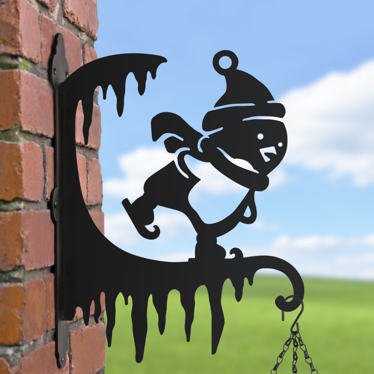 Ice Skating Penguin Hanging Basket Bracket