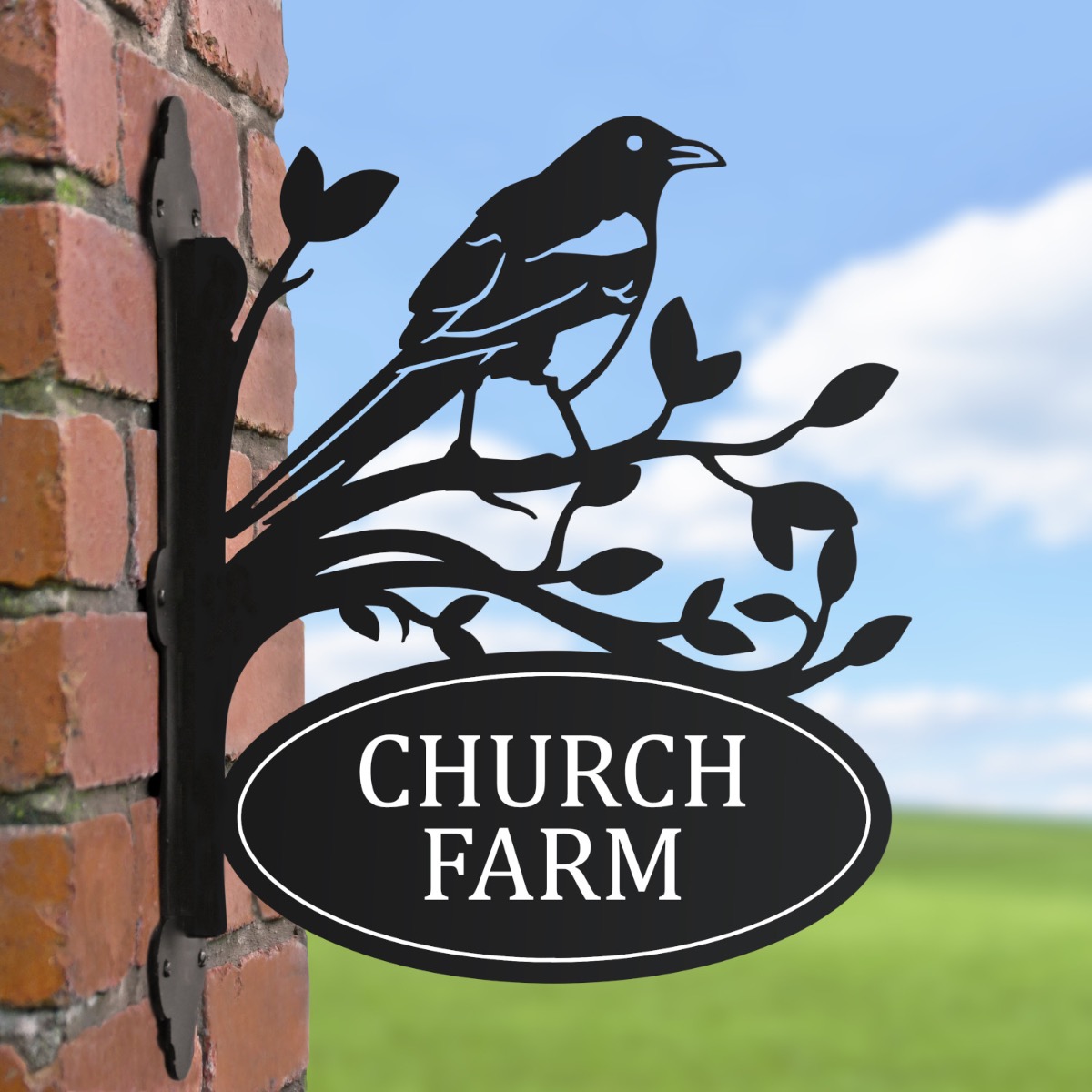 Magpie Iron Bracket House Name Sign