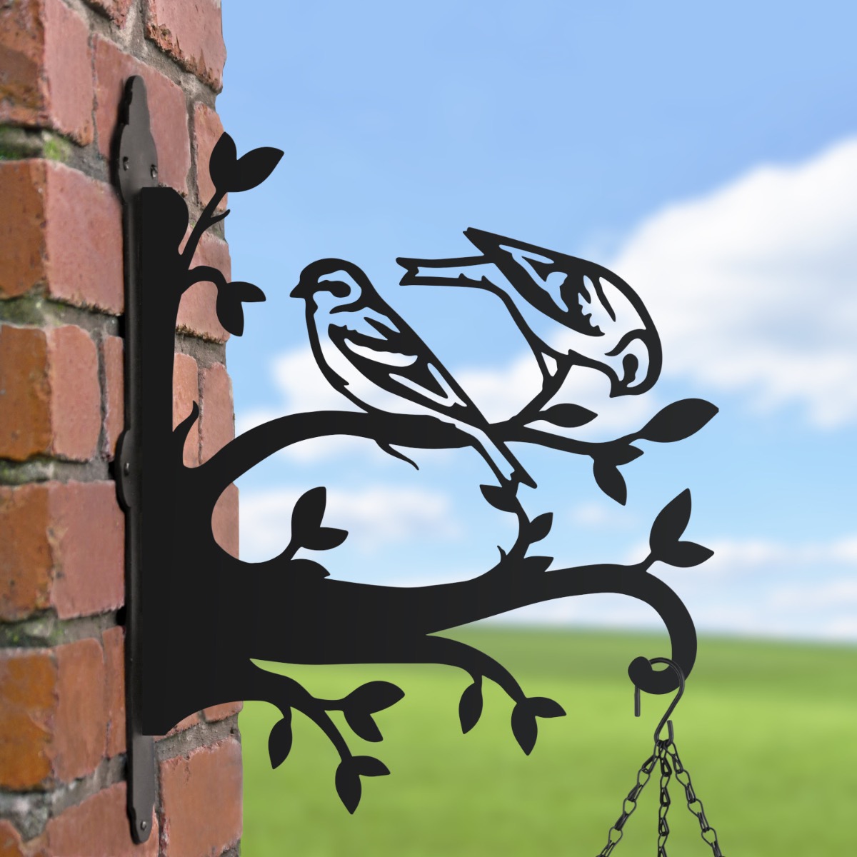 Pair Of Siskin Birds Hanging Basket Bracket