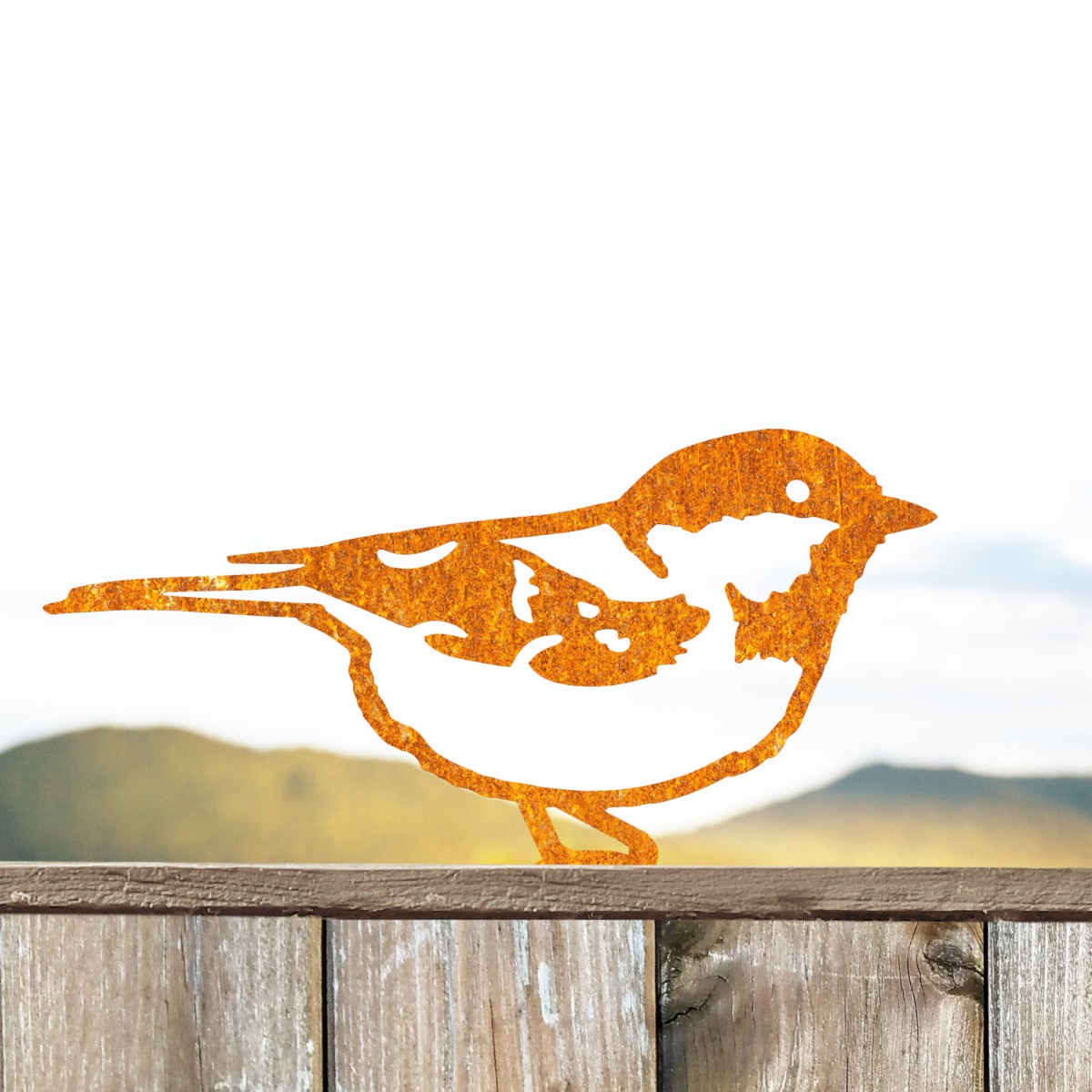 Steel Coal Tit Fence Topper In Rustic