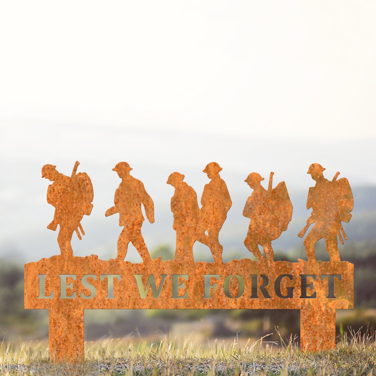 Steel Rustic "Lest We Forget" Ground Spike