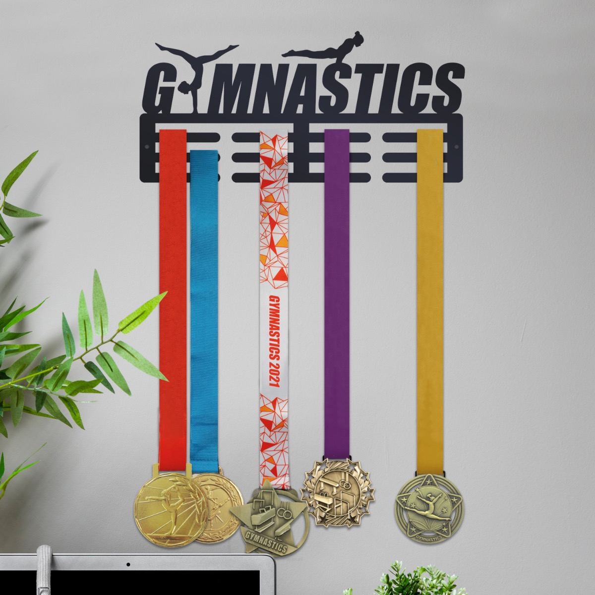 Steel Two Gymnasts Medal Hanger