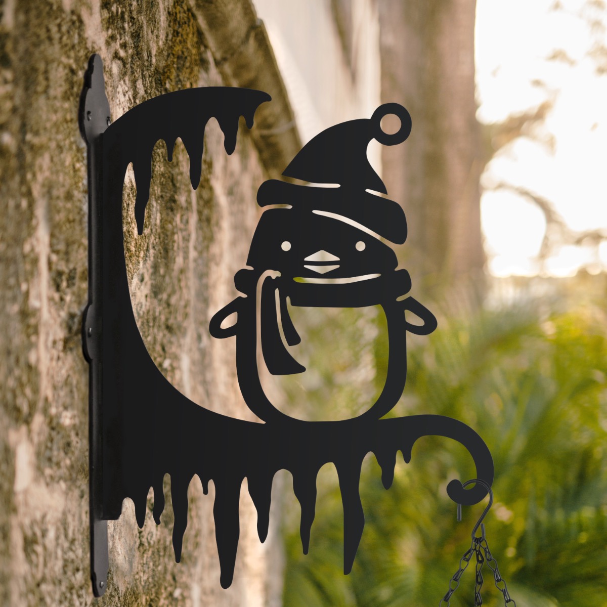 Winter Penguin Hanging Basket Bracket