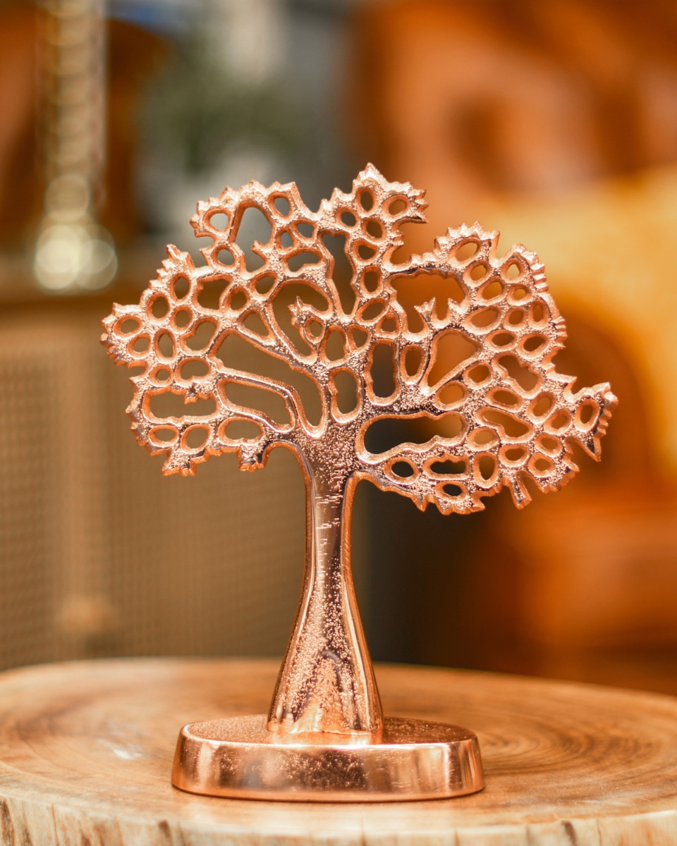 Antique Copper Tree Of Life "Gaia" Sculpture - 24cm