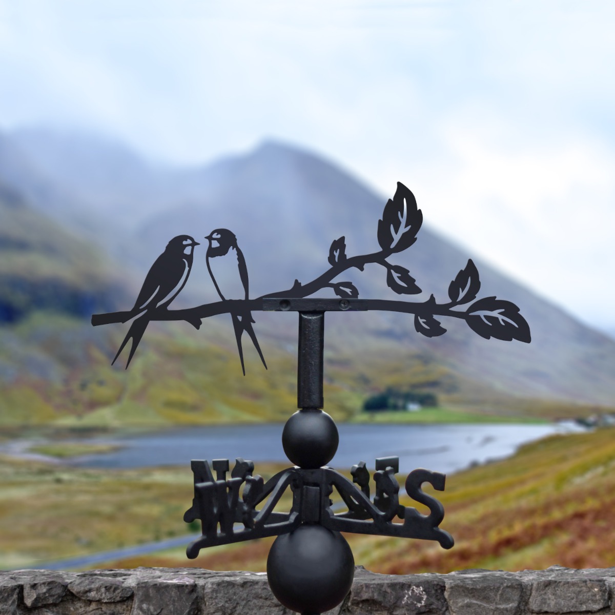 Cast Iron & Steel Pair of Swallows Weathervane